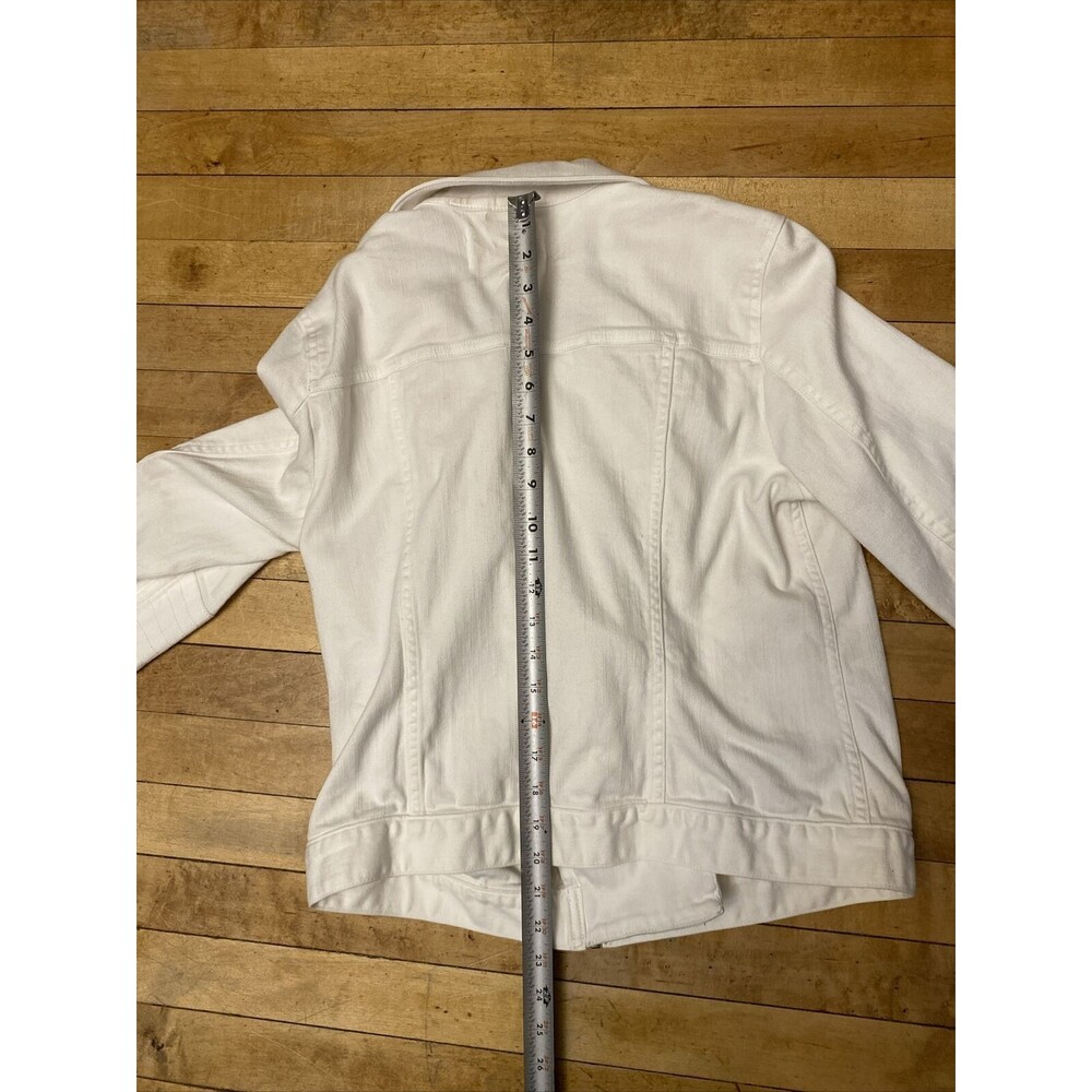 Vince Camuto Two Jacket Women’s Medium White Denim Jeans High Collar - Picture 11 of 14